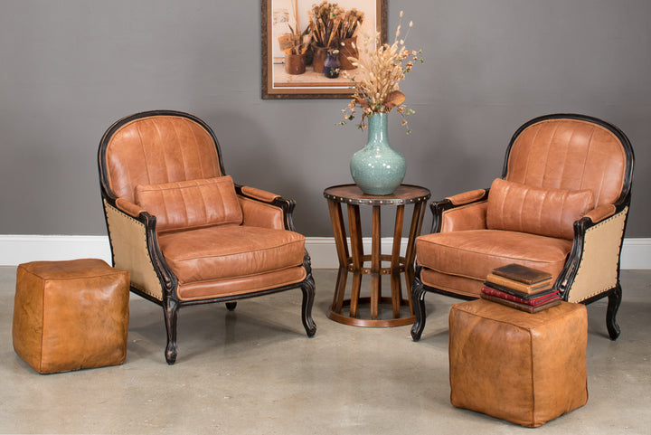 American Home Furniture | Sarreid - Sunday Afternoon Leather Cube Natural