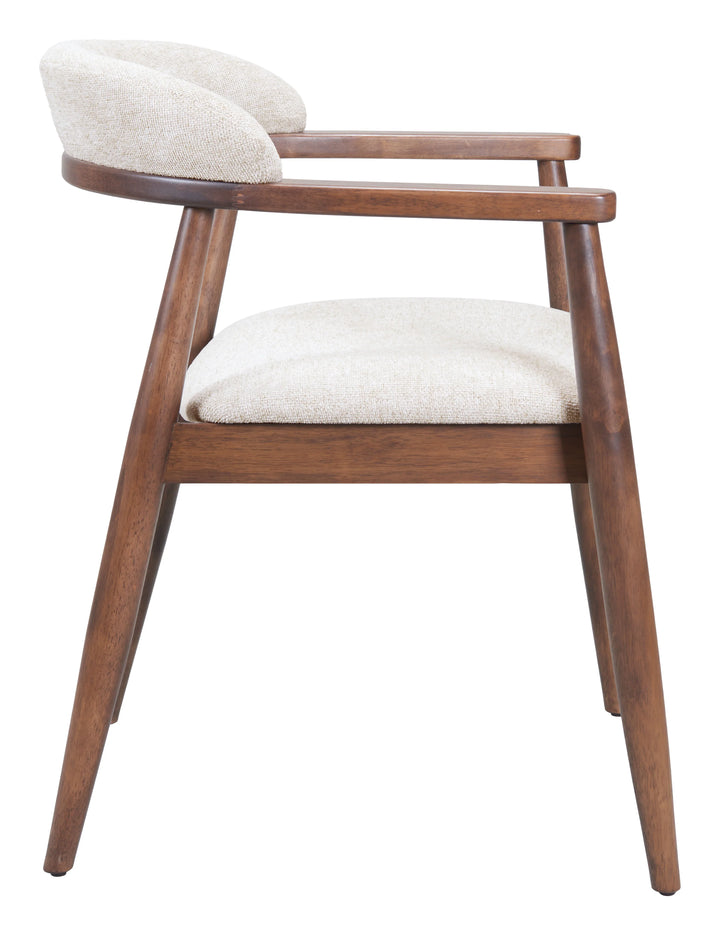 Goka Dining Chair Beige & Walnut - AmericanHomeFurniture