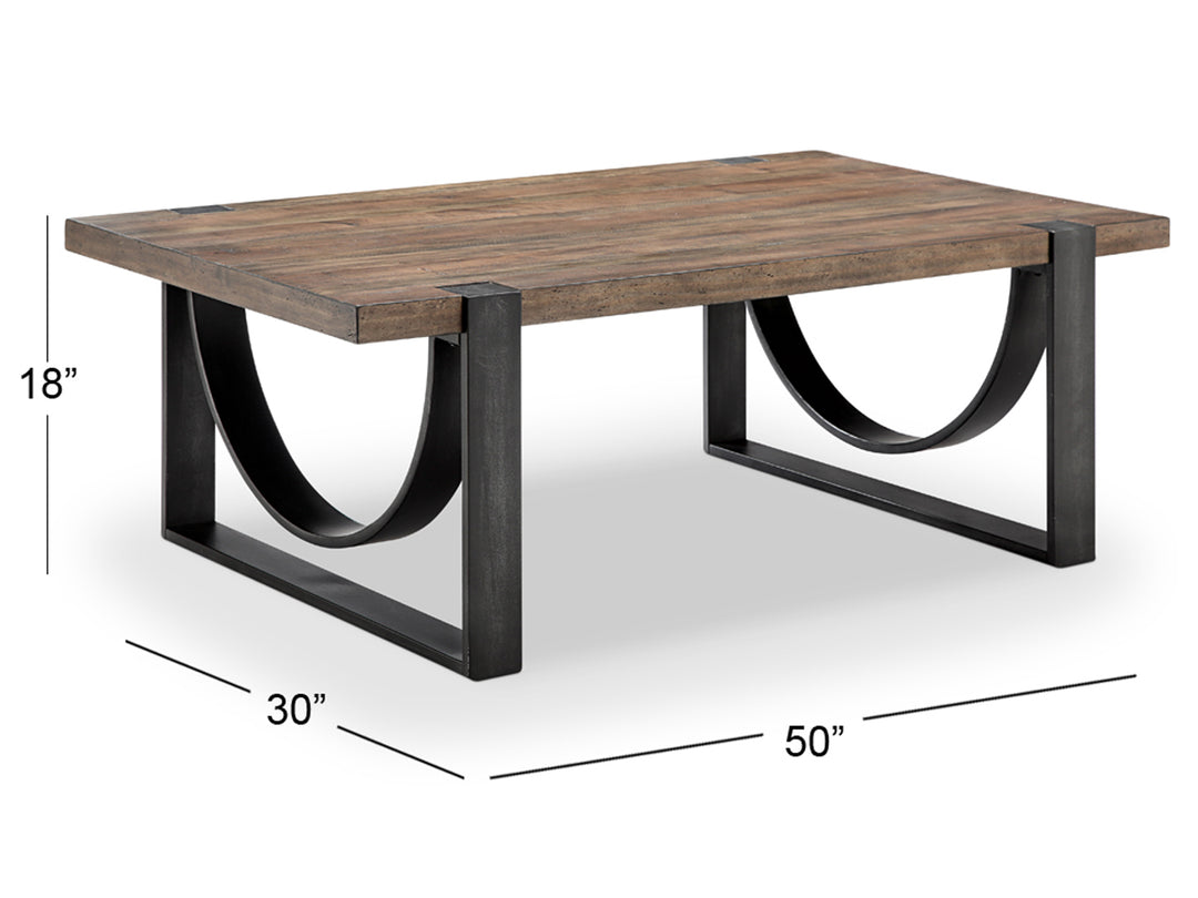 Bowden Rustic Honey And Distressed Iron Rectangular Cocktail Table - T4635-43