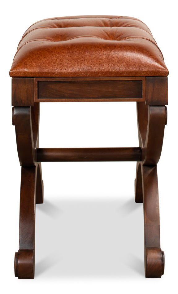 American Home Furniture | Sarreid - Empire Stool W/Leather