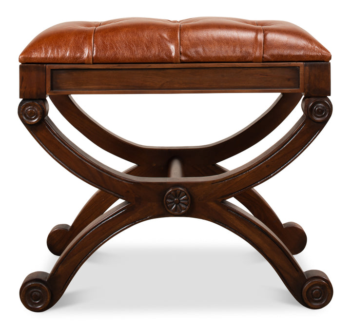 American Home Furniture | Sarreid - Empire Stool W/Leather