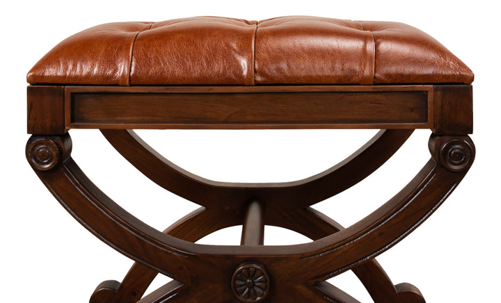 American Home Furniture | Sarreid - Empire Stool W/Leather