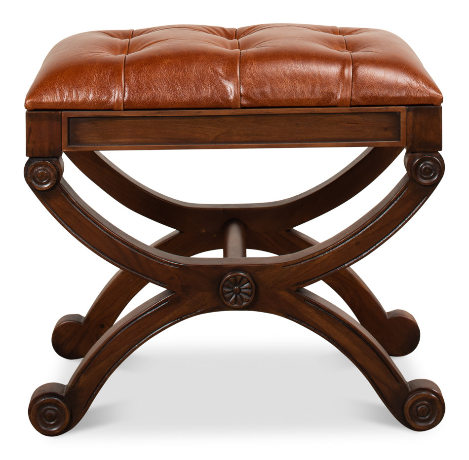 American Home Furniture | Sarreid - Empire Stool W/Leather