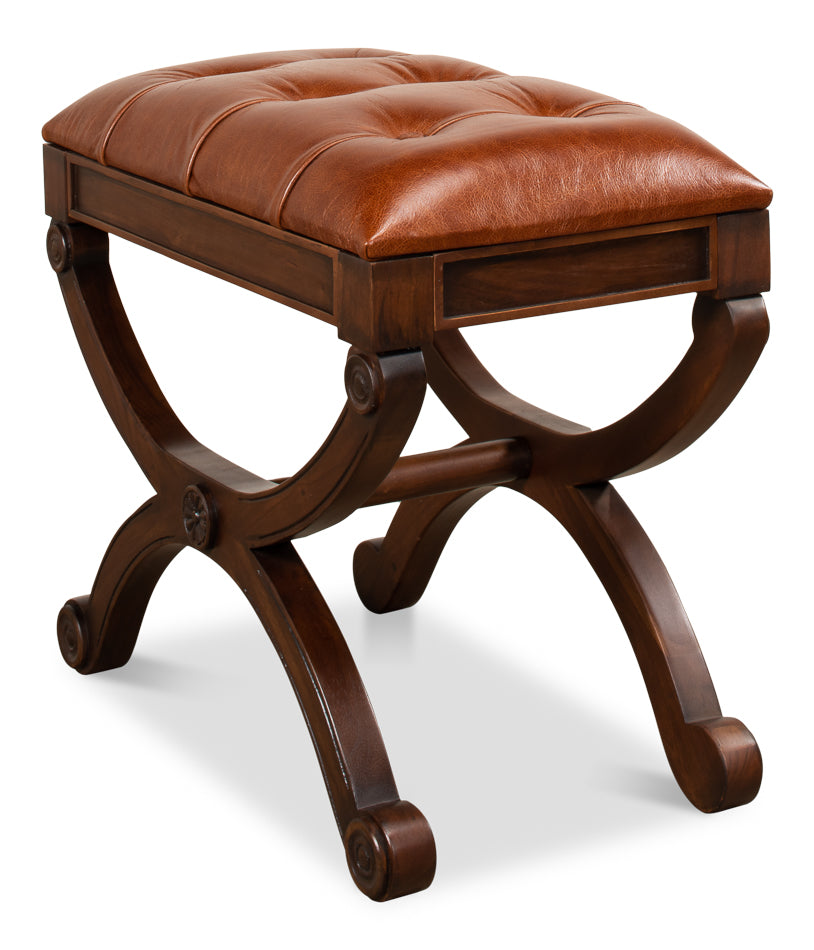 American Home Furniture | Sarreid - Empire Stool W/Leather