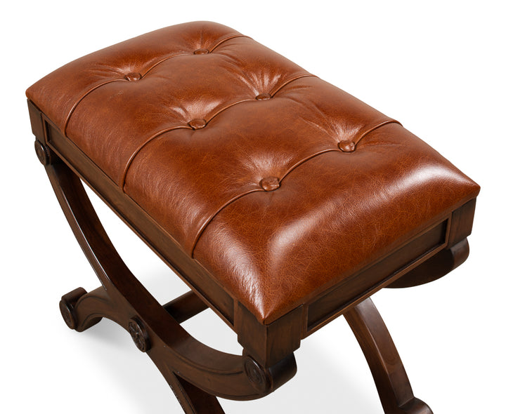 American Home Furniture | Sarreid - Empire Stool W/Leather