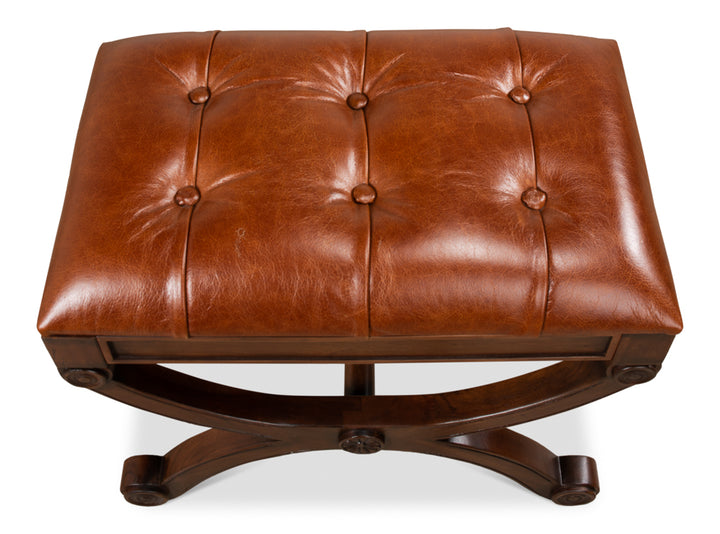 American Home Furniture | Sarreid - Empire Stool W/Leather