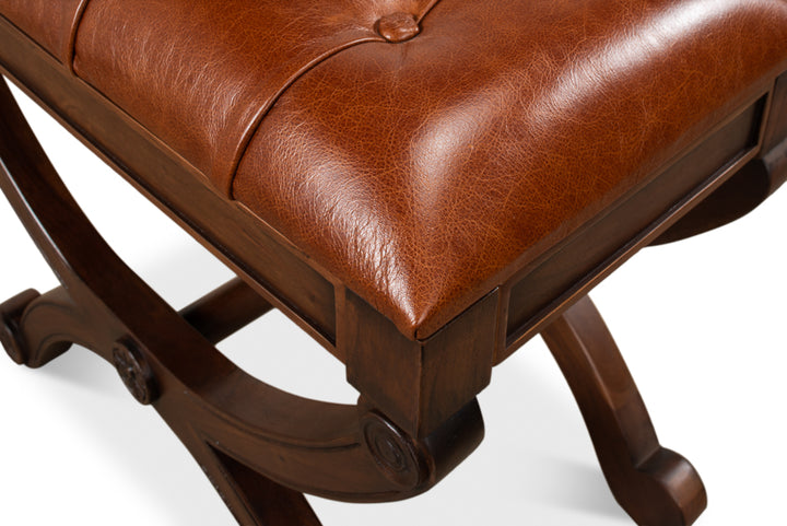 American Home Furniture | Sarreid - Empire Stool W/Leather