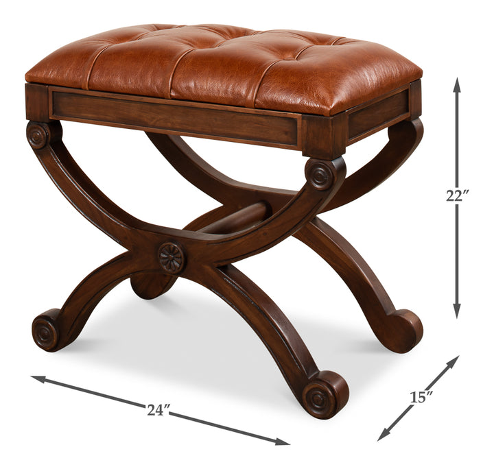 American Home Furniture | Sarreid - Empire Stool W/Leather