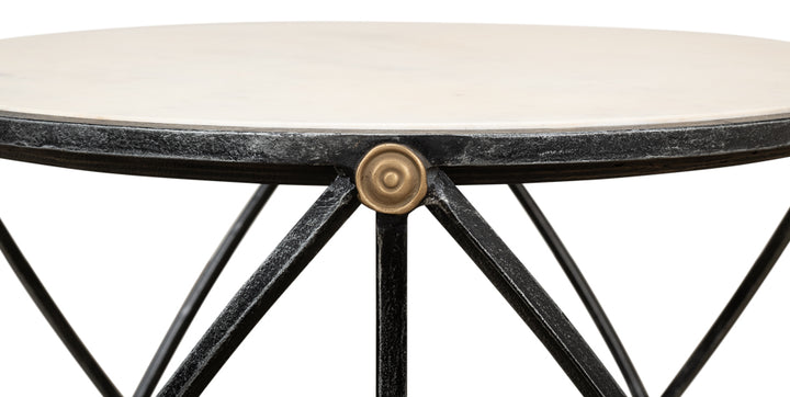 American Home Furniture | Sarreid - Drum & Fife Lamp Table - Aged Wht Marble 