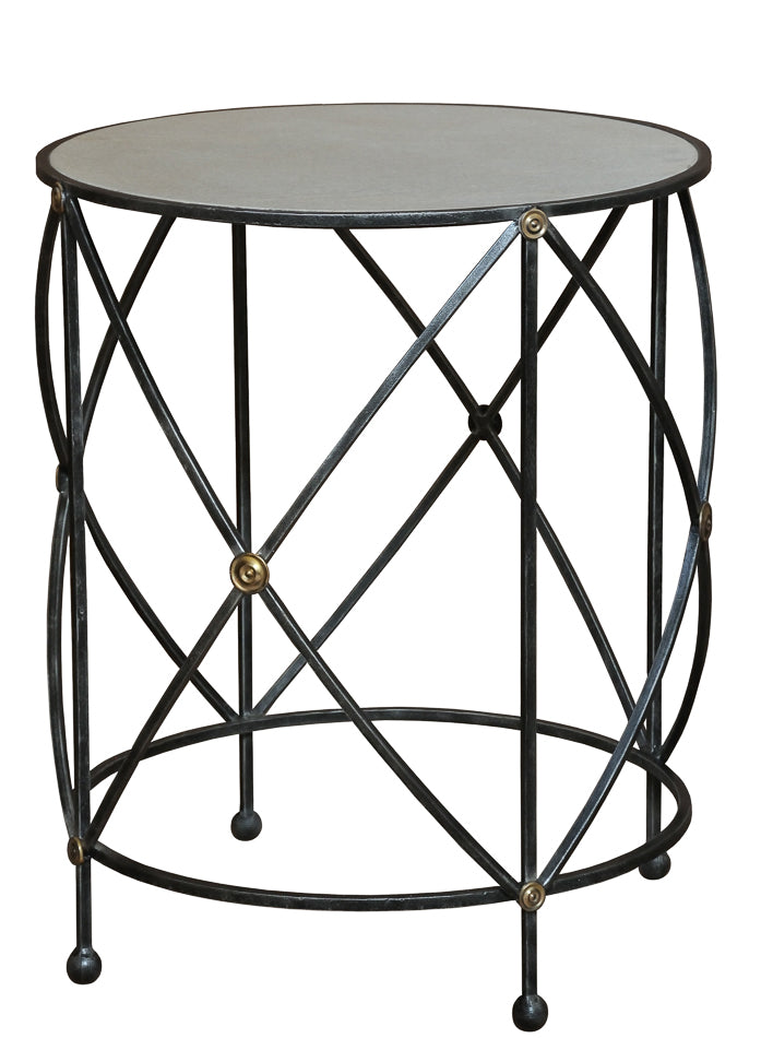 American Home Furniture | Sarreid - Drum & Fife Lamp Table - Aged Wht Marble 