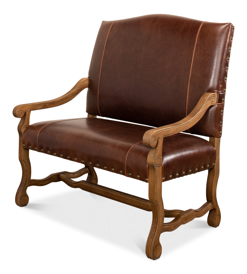 American Home Furniture | Sarreid - Italian Leather Settee