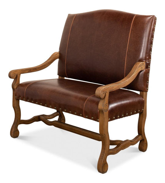 Sarreid Italian Leather Settee ACCENT + LOUNGE CHAIRS