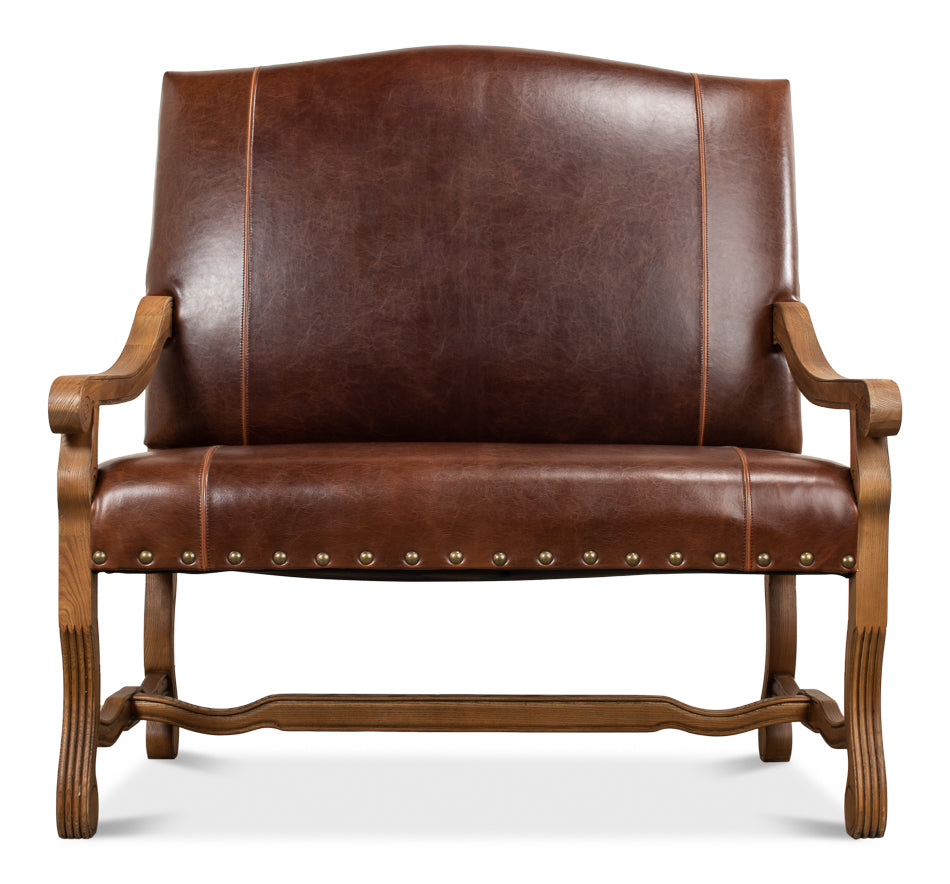 American Home Furniture | Sarreid - Italian Leather Settee