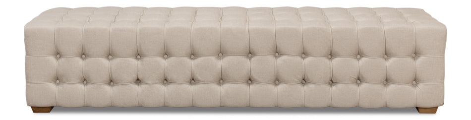 American Home Furniture | Sarreid - Beam Bench - Tufted Beige Linen