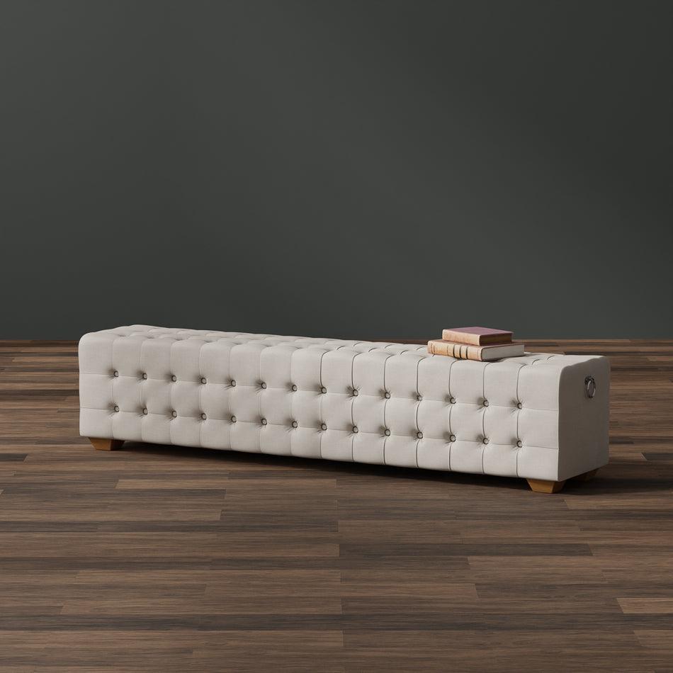 Sarreid Beam Bench - Tufted Beige Linen BENCHES