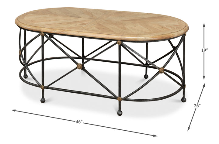 American Home Furniture | Sarreid - Drum & Fife Oval Coffee Table