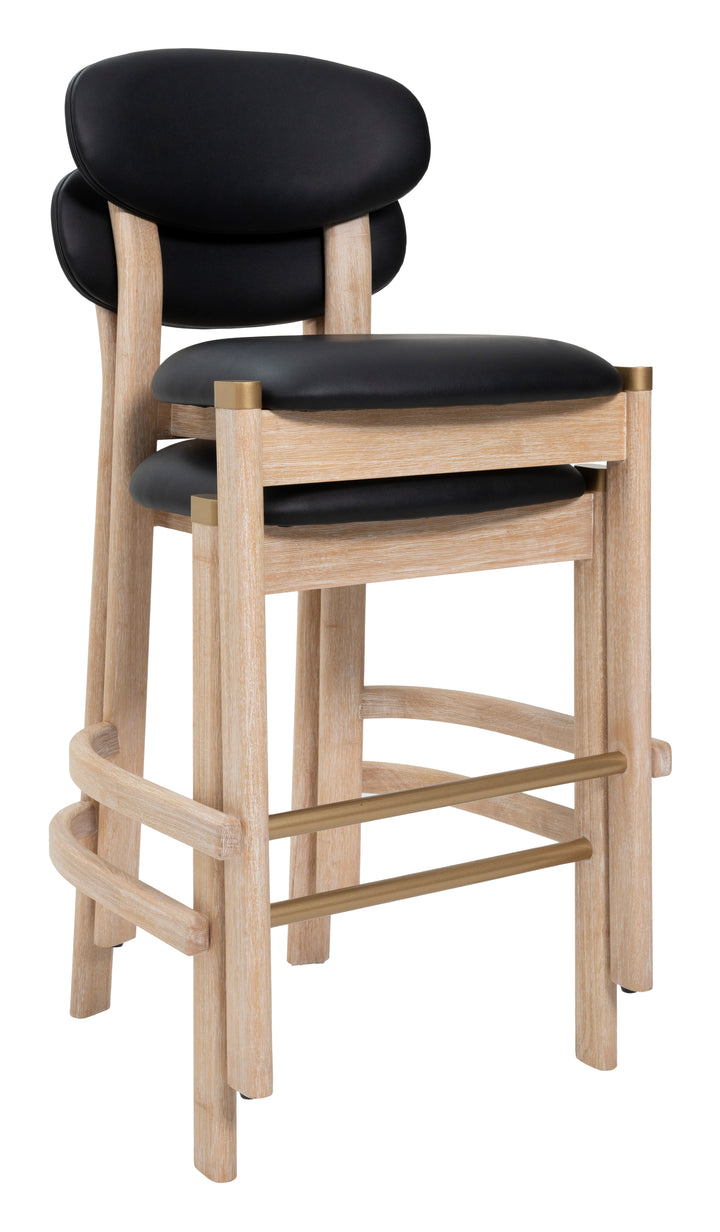 Rilou Barstool (Set of 2) Black & Natural