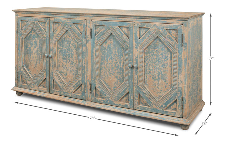 American Home Furniture | Sarreid - Four Diamonds Sideboard - Blue