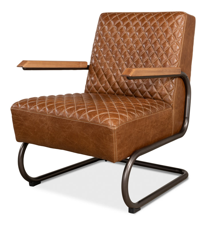 American Home Furniture | Sarreid - Beverly Hills Chair - Cuba Brown Leather 