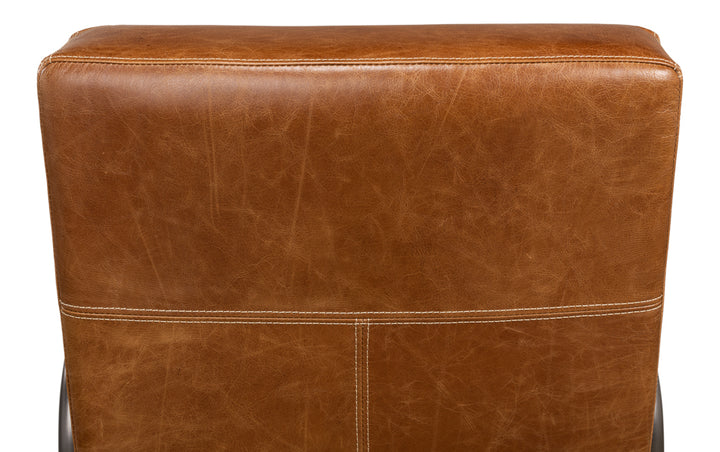 American Home Furniture | Sarreid - Beverly Hills Chair - Cuba Brown Leather 