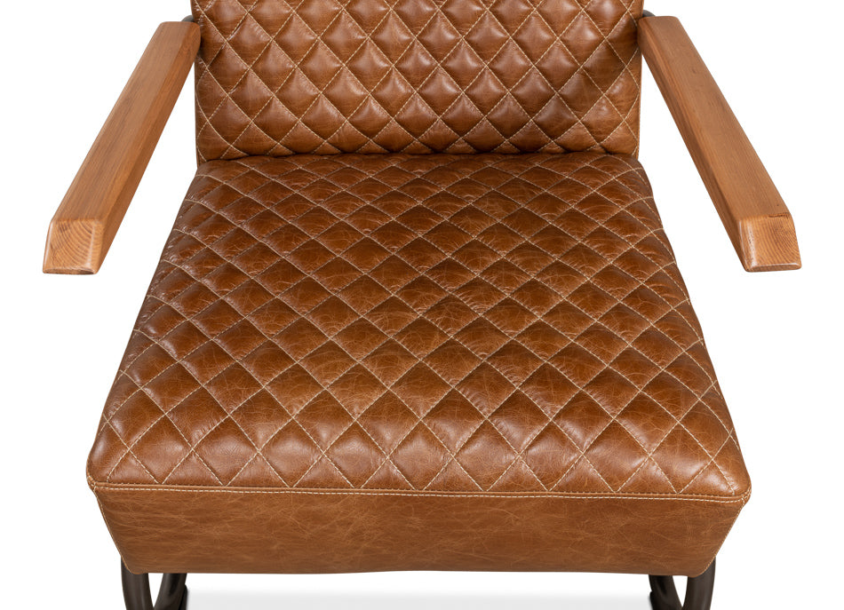 American Home Furniture | Sarreid - Beverly Hills Chair - Cuba Brown Leather 