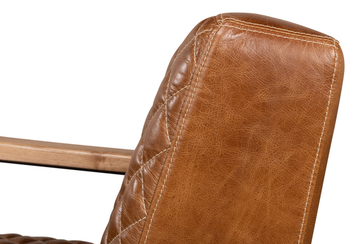 American Home Furniture | Sarreid - Beverly Hills Chair - Cuba Brown Leather 