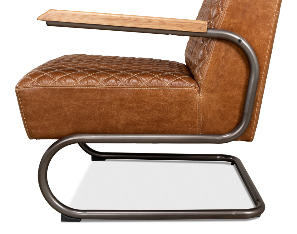 American Home Furniture | Sarreid - Beverly Hills Chair - Cuba Brown Leather 