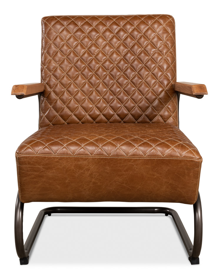 American Home Furniture | Sarreid - Beverly Hills Chair - Cuba Brown Leather 