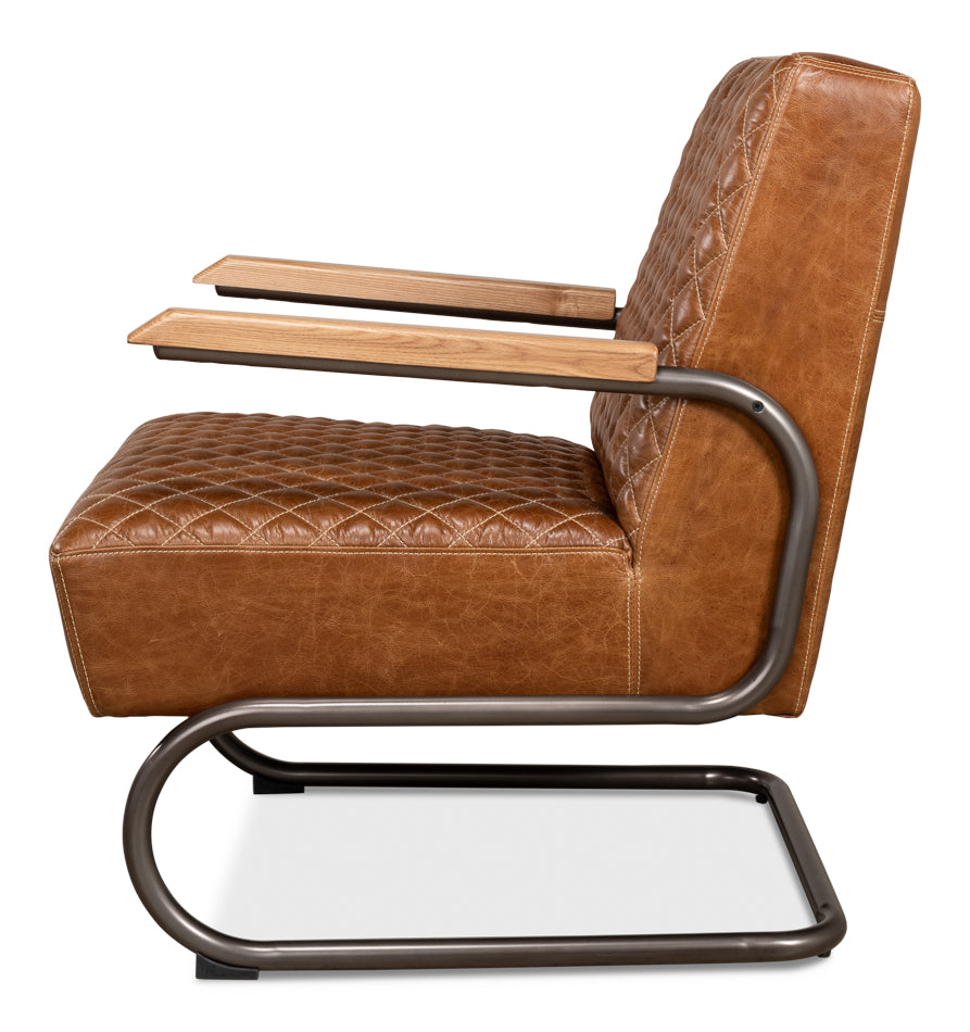 American Home Furniture | Sarreid - Beverly Hills Chair - Cuba Brown Leather 