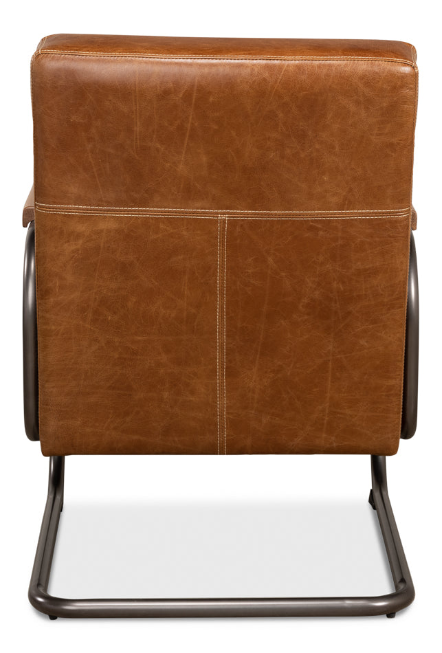 American Home Furniture | Sarreid - Beverly Hills Chair - Cuba Brown Leather 