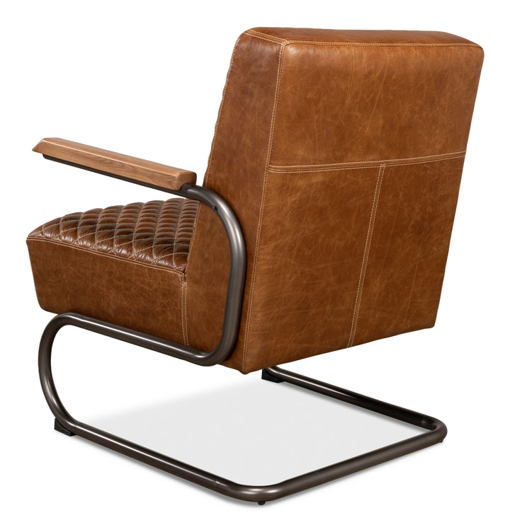 American Home Furniture | Sarreid - Beverly Hills Chair - Cuba Brown Leather 