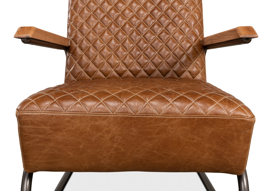 American Home Furniture | Sarreid - Beverly Hills Chair - Cuba Brown Leather 