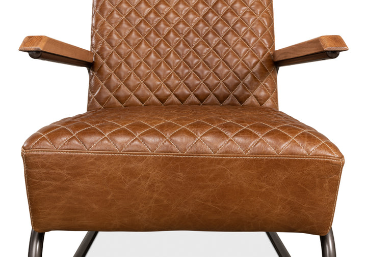 American Home Furniture | Sarreid - Beverly Hills Chair - Cuba Brown Leather 