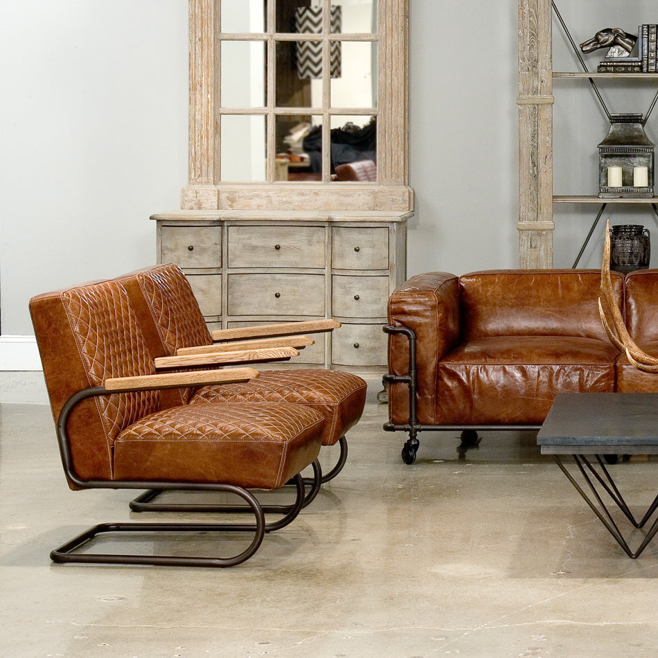 American Home Furniture | Sarreid - Beverly Hills Chair - Cuba Brown Leather 