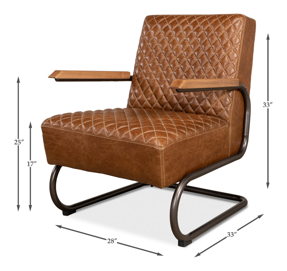 American Home Furniture | Sarreid - Beverly Hills Chair - Cuba Brown Leather 