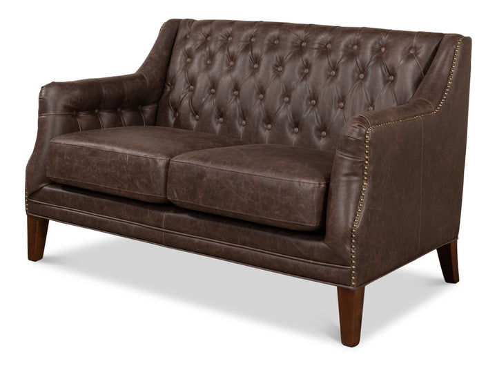 American Home Furniture | Sarreid - Brooks Leather Tufted 2 Seat Sofa