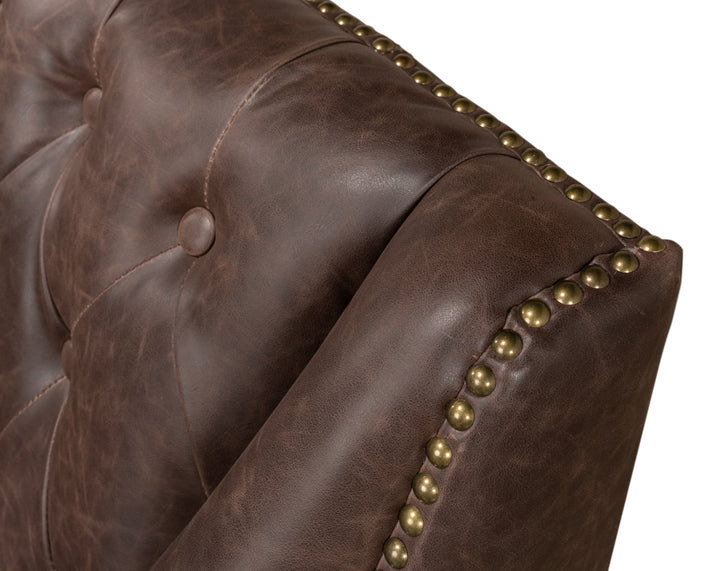 American Home Furniture | Sarreid - Brooks Leather Tufted 2 Seat Sofa