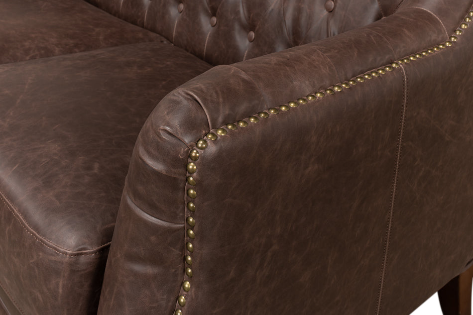 American Home Furniture | Sarreid - Brooks Leather Tufted 2 Seat Sofa