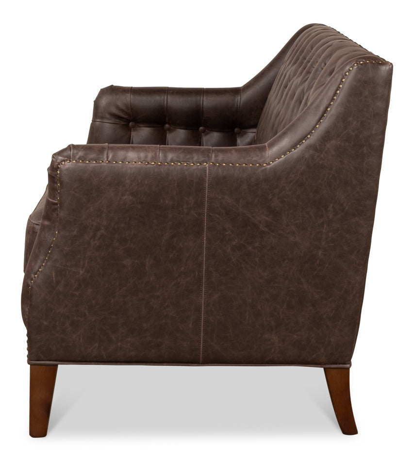 American Home Furniture | Sarreid - Brooks Leather Tufted 2 Seat Sofa