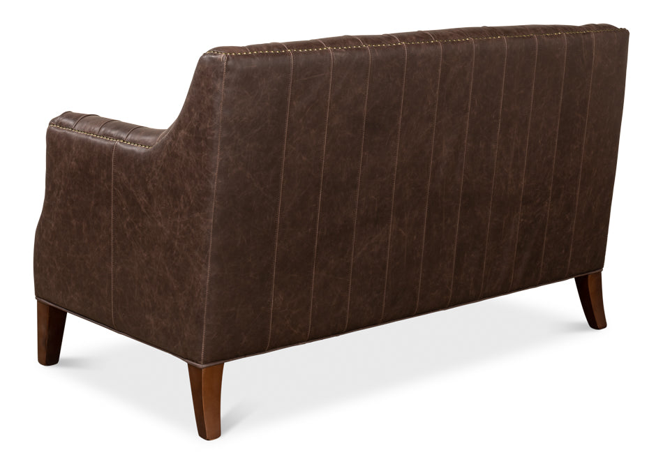 American Home Furniture | Sarreid - Brooks Leather Tufted 2 Seat Sofa