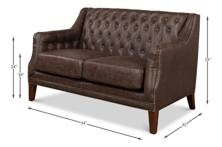 American Home Furniture | Sarreid - Brooks Leather Tufted 2 Seat Sofa