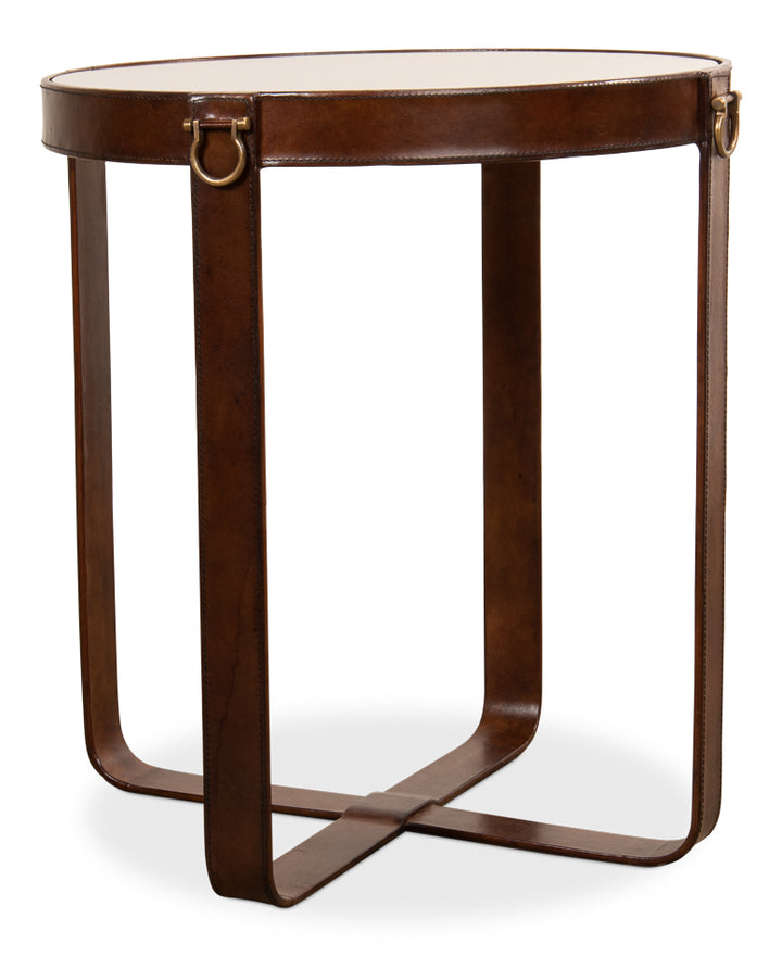 American Home Furniture | Sarreid - Leather Harness Table