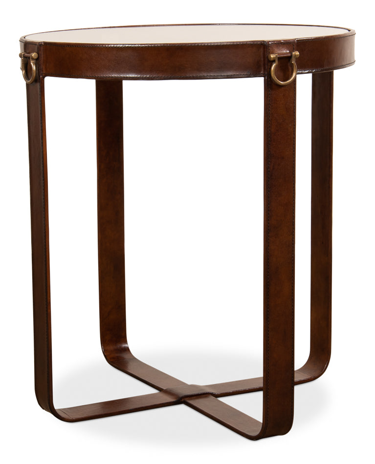 American Home Furniture | Sarreid - Leather Harness Table