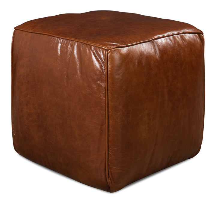 American Home Furniture | Sarreid - Leather Sitting Cube