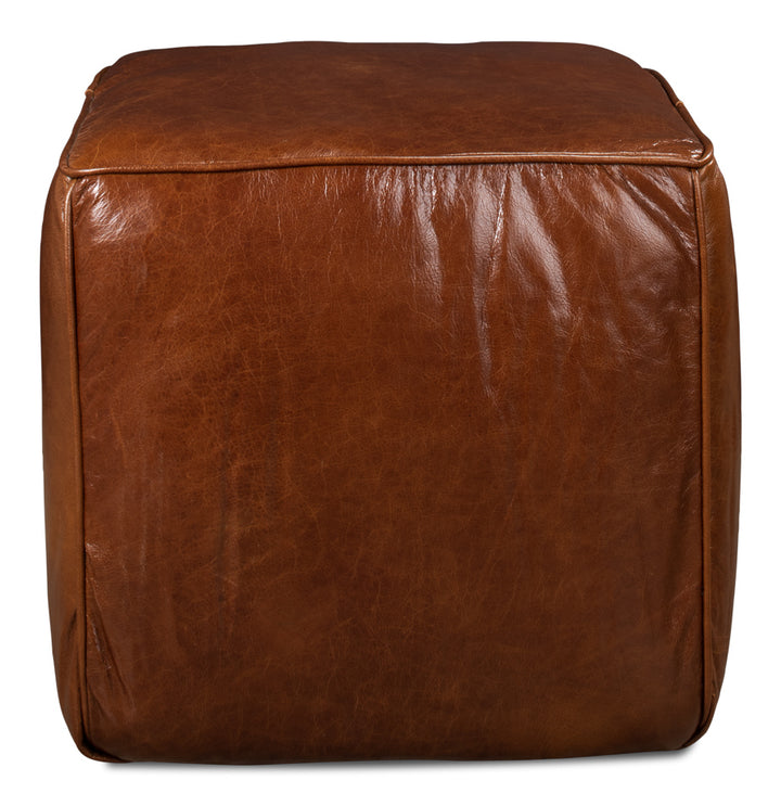 American Home Furniture | Sarreid - Leather Sitting Cube