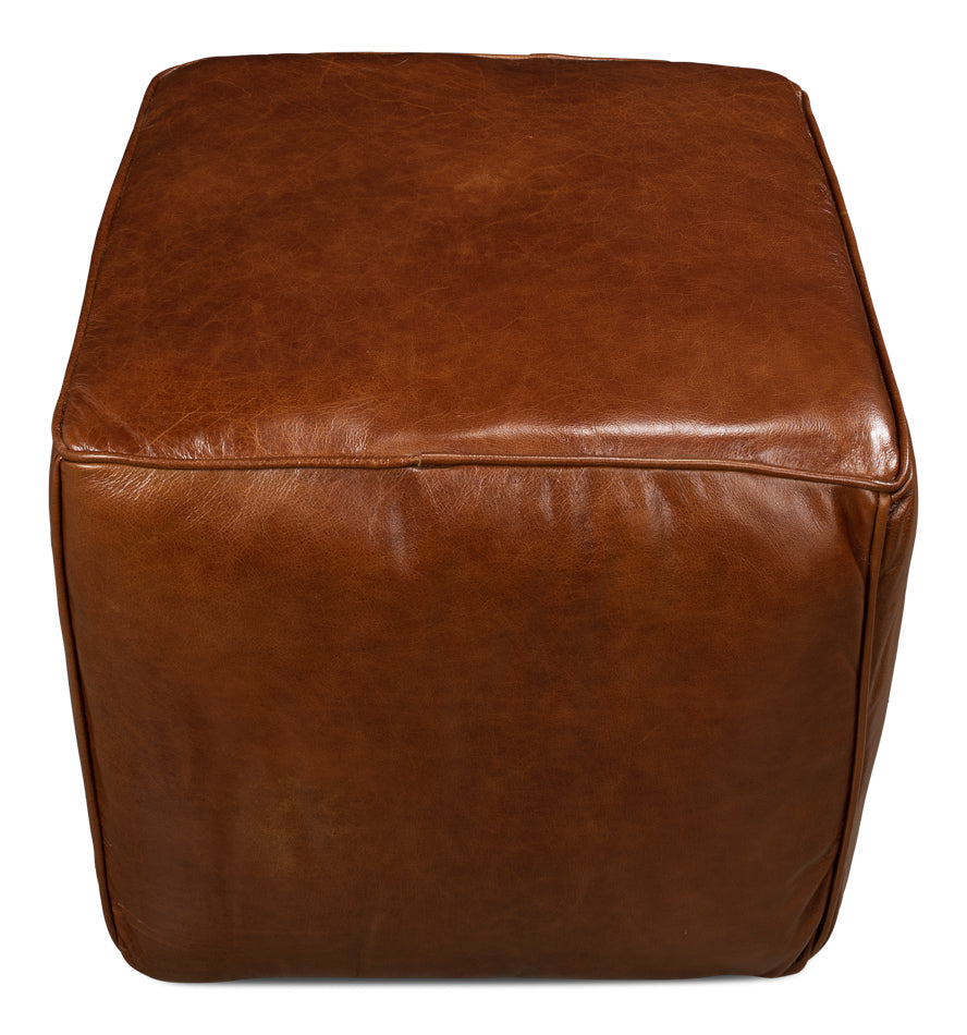 American Home Furniture | Sarreid - Leather Sitting Cube