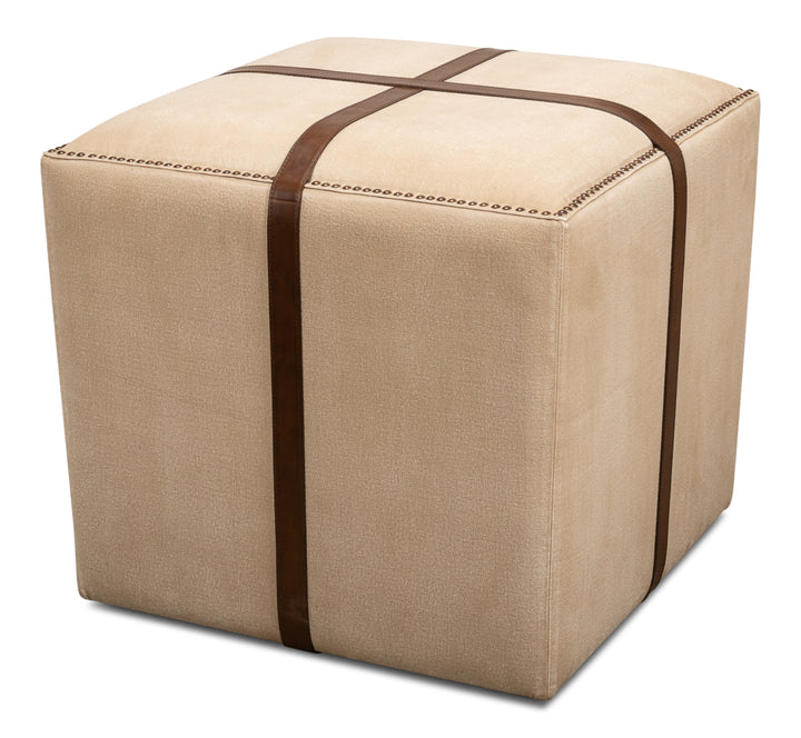 American Home Furniture | Sarreid - Strap Canvas & Leather Stool