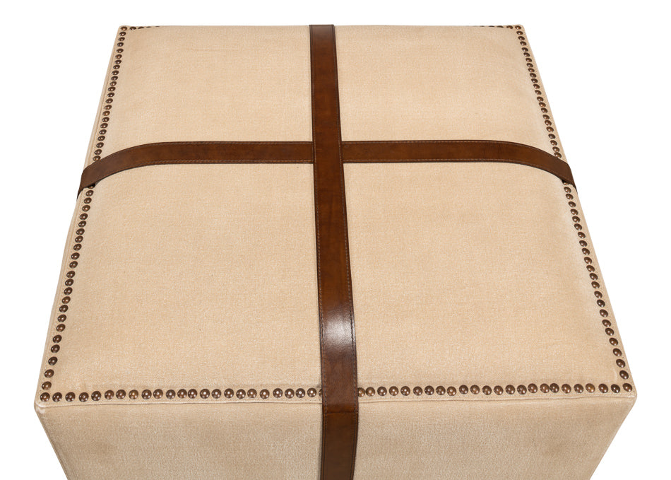 American Home Furniture | Sarreid - Strap Canvas & Leather Stool