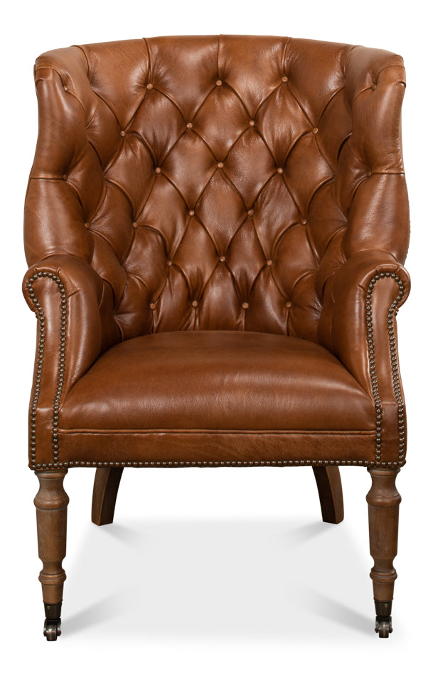 American Home Furniture | Sarreid - Welsh Leather Chair
