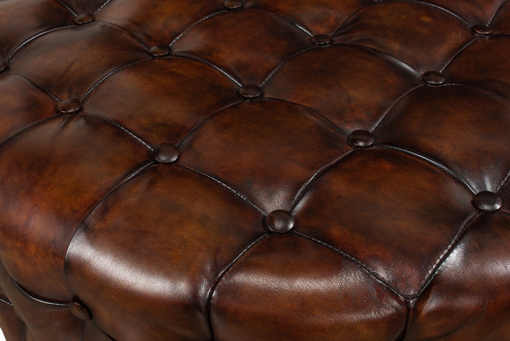 American Home Furniture | Sarreid - Leather Tufted Ottoman